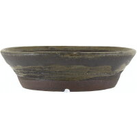 Bonsai pot 18.5x18.5x5cm dark grey round glaced