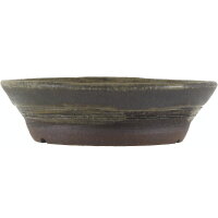 Bonsai pot 18.5x18.5x5cm dark grey round glaced