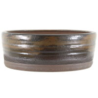 Bonsai pot 20,5x20,5x7,5cm brown round glaced