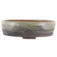Bonsai pot 21x21x6cm khaki round glaced