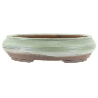Bonsai pot 20x20x5,5cm light green round glaced