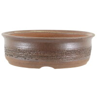 Bonsai pot 18x18x6cm brown round glaced