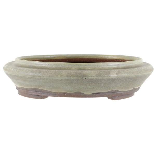 Bonsai pot 23x23x6cm light grey round glaced