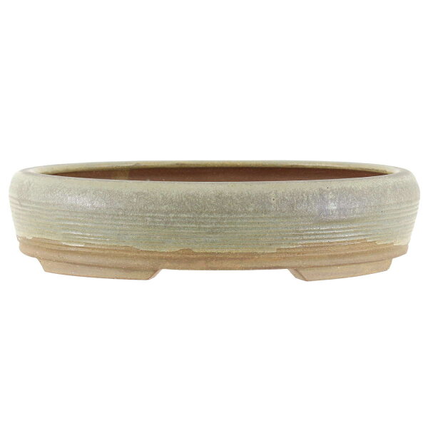 Bonsai pot 22,5x20,5x5,5cm light grey oval glaced