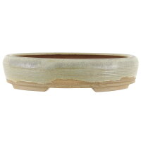 Bonsai pot 22,5x20,5x5,5cm light grey oval glaced