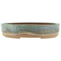 Bonsai pot 24,5x21x5,5cm sea green oval glaced