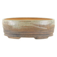 Bonsai pot 21x18,5x7,5cm light grey oval glaced