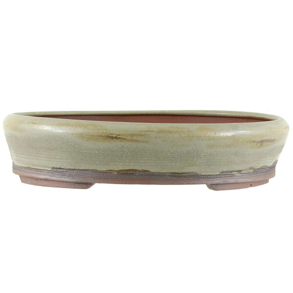 Bonsai pot 33x28,5x7,5cm khaki oval glaced
