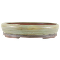 Bonsai pot 33x28,5x7,5cm khaki oval glaced