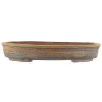 Bonsai pot 34,5x31,5x5,5cm sand brown oval unglaced