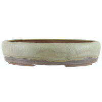 Bonsai pot 35x30x8cm light grey oval glaced
