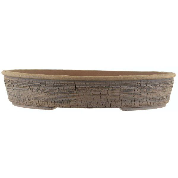 Bonsai pot 38x32,5x7,5cm brown oval unglaced