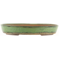 Maceta de bons&aacute;i 45x35,5x7cm verde ovalado esmaltado