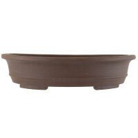 Bonsai pot 36.5x29.5x8.5cm dark-brown oval unglaced
