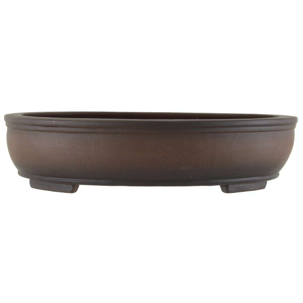 Bonsai pot 39.5x31.5x9.5cm antique-brown oval unglaced