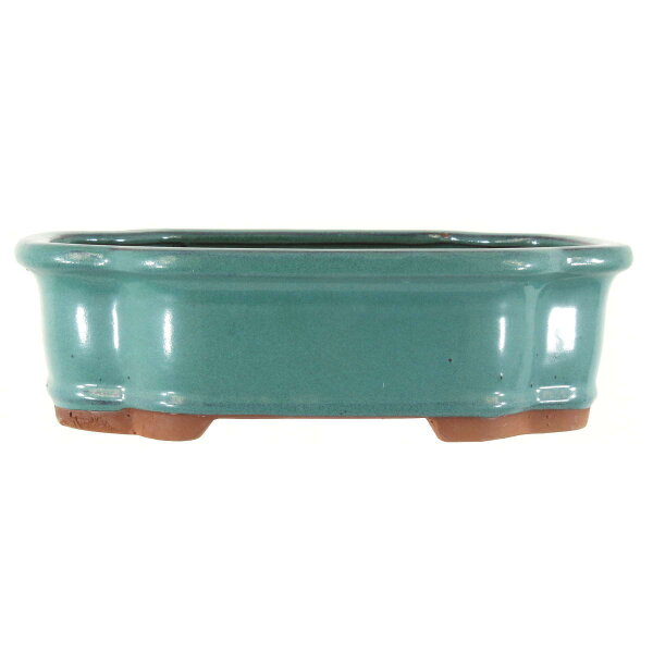 Bonsai pot 25.5x20.5x7.5cm bluegreen lotus Shape glaced