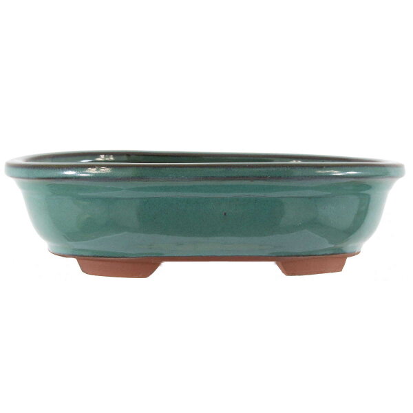 Bonsai pot 24.5x18.5x6.5cm bluegreen oval glaced