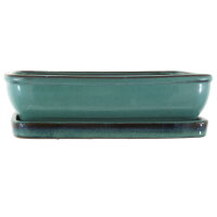 Bonsai pot with drip tray 25.5x20.5x7.5cm bluegreen...