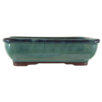 Bonsai pot 30.5x25x8.5cm bluegreen rectangular glaced