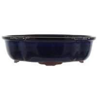 Bonsai pot 31x23.5x9cm blue-dark lotus Shape glaced