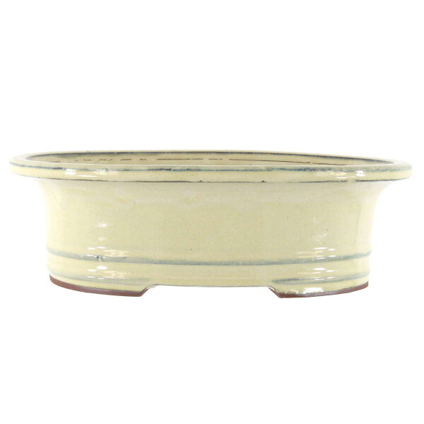 Bonsai pot 30x24x9.5cm white oval glaced