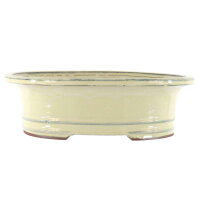 Bonsai pot 30x24x9.5cm white oval glaced
