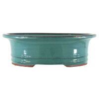 Bonsai pot 30x25x9.5cm bluegreen oval glaced