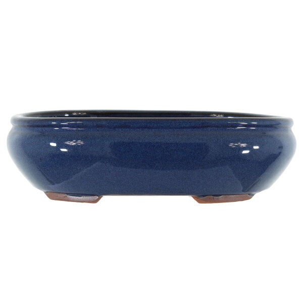 Bonsai pot 24.5x19.5x7cm blue oval glaced