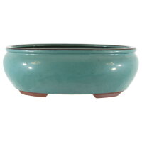 Bonsai pot 28.5x24.5x10cm bluegreen oval glaced