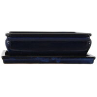 Bonsai pot with drip tray 24x19.5x8.5cm blue-dark...