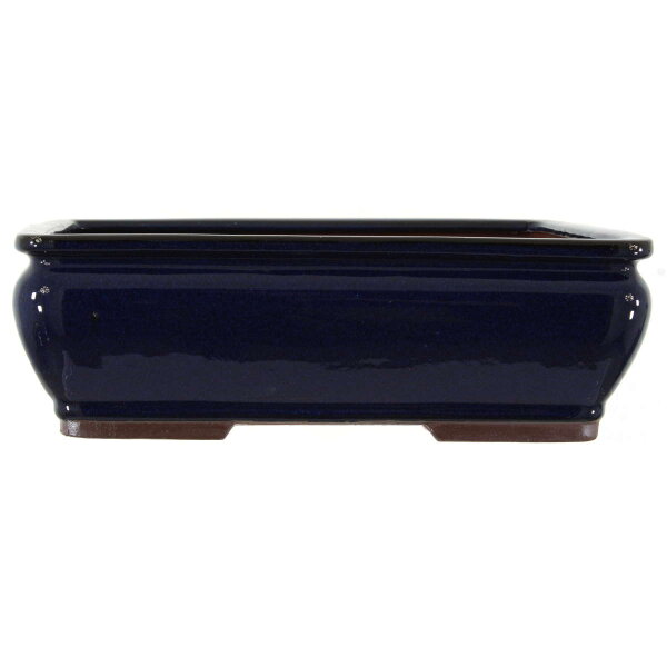 Bonsai pot 30.5x25.5x10cm blue-dark rectangular glaced