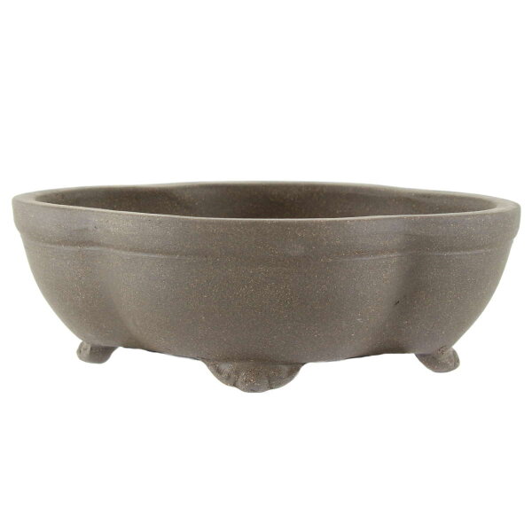 Bonsai pot 20.5x16x7cm grey lotus Shape unglaced