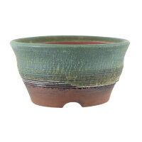 Bonsai pot 16x16x8cm sea green round glaced
