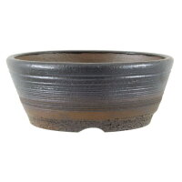Bonsai pot 18,5x18,5x7,5cm black round glaced