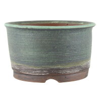 Bonsai pot 17x17x10cm sea green round glaced