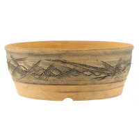 Bonsai pot 15,5x15,5x6cm brown round unglaced