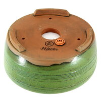 Bonsai pot 16x16x7,5cm green round glaced