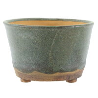 Bonsai pot 13x13x8,5cm steel blue round glaced