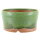 Pot à bonsaï 12,5x12,5x7cm vert rond en grès émaillé
