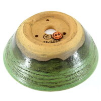 Bonsai pot 17x17x6,5cm green round glaced