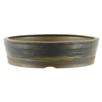 Bonsai pot 23,5x23,5x6cm black round glaced