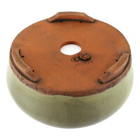 Bonsai pot 23,5x23,5x10cm dark olive round glaced
