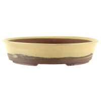 Bonsai pot 29x29x6,5cm beige round glaced
