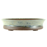 Bonsai pot 30,5x30,5x7cm steel blue round glaced