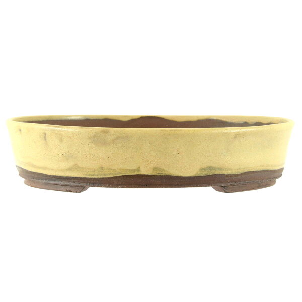 Bonsai pot 30,5x28x6,5cm beige oval glaced