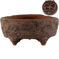 Bonsai pot 20x19x8,5cm darkbrown round unglaced