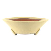Bonsai pot 21,5x21,5x7cm beige round glaced