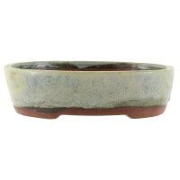 Bonsai pot 22x17,5x6cm steel blue oval glaced