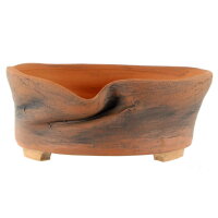 Bonsai pot 16,5x16x7cm brown round unglaced