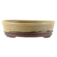 Bonsai pot 21x19,5x6,5cm sand brown oval glaced